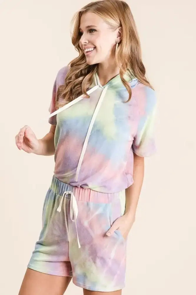 BiBi Tie Dye French Terry Hoodie Top and Bottom Set
