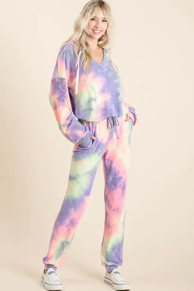 BiBi Tie Dye French Terry Top and Bottom Set