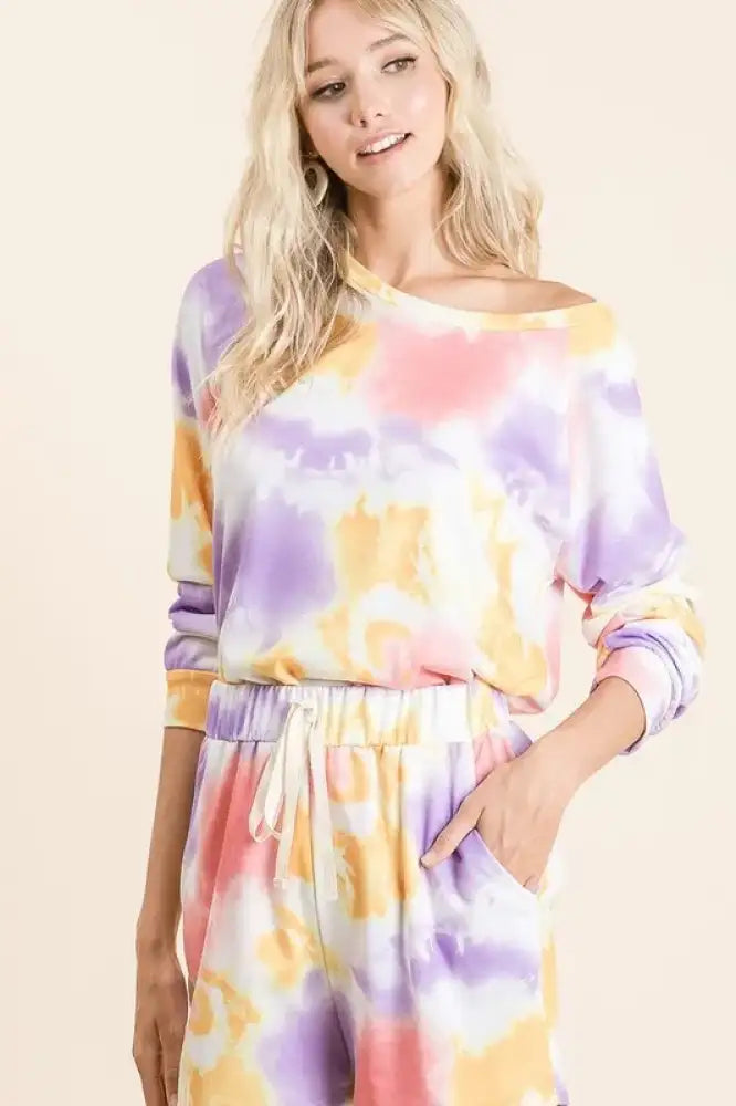 BiBi Tie Dye French Terry Top and Shorts Set