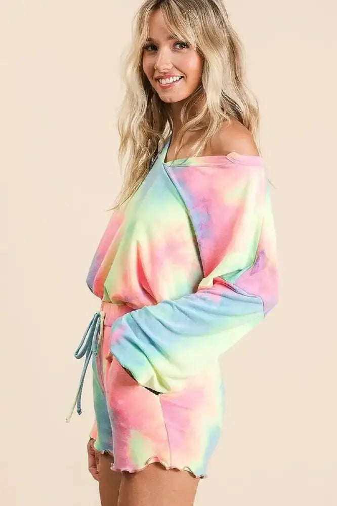 BiBi Tie Dye French Terry Top and Shorts Set