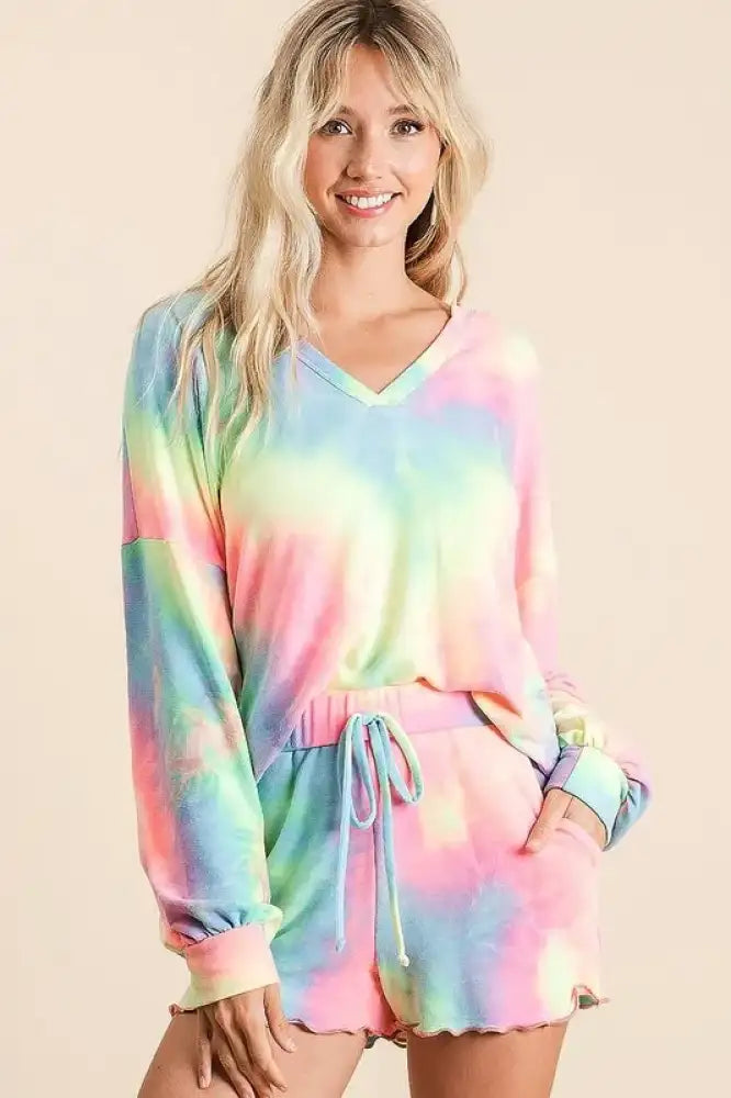 BiBi Tie Dye French Terry Top and Shorts Set