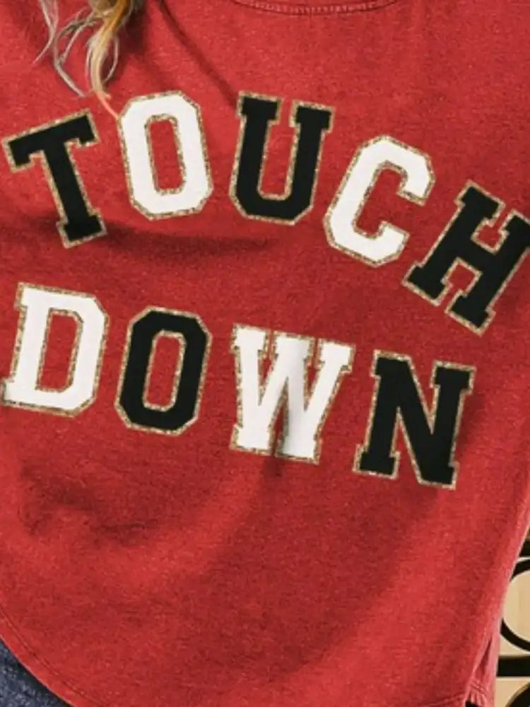 BiBi Touchdown Letter Loose Fit Vintage Washed Top