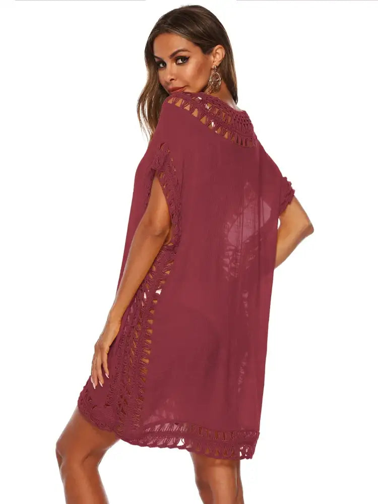Bohemian Crochet Trim Beach Cover Up Dress