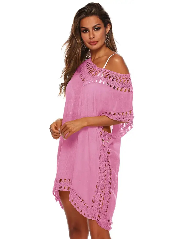 Bohemian Crochet Trim Beach Cover Up Dress