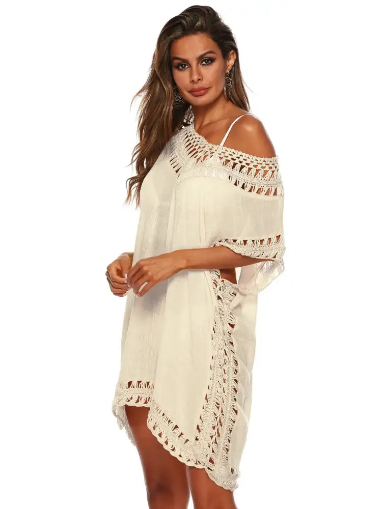 Bohemian Crochet Trim Beach Cover Up Dress