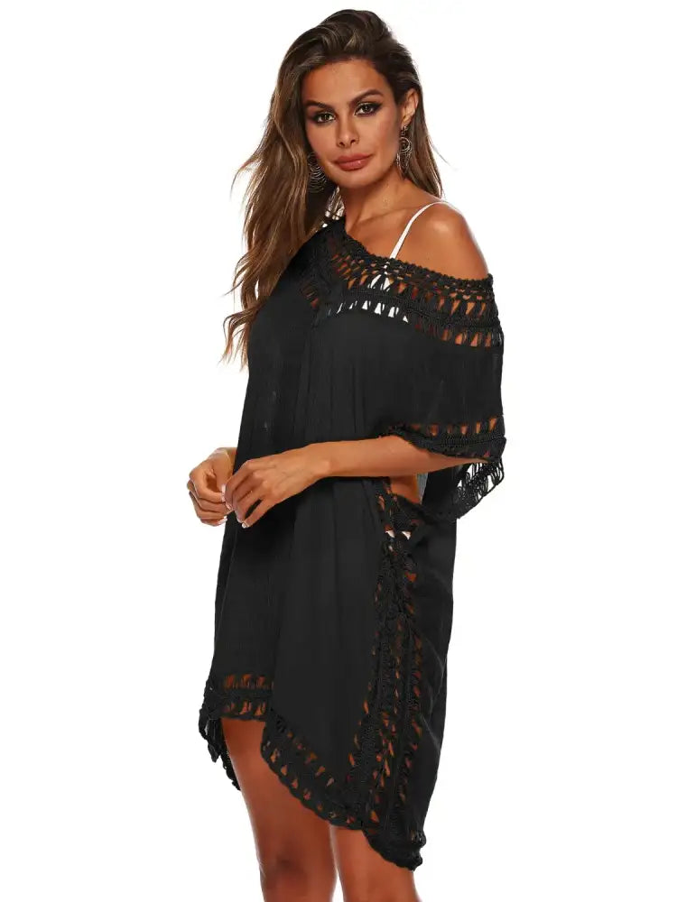 Bohemian Crochet Trim Beach Cover Up Dress