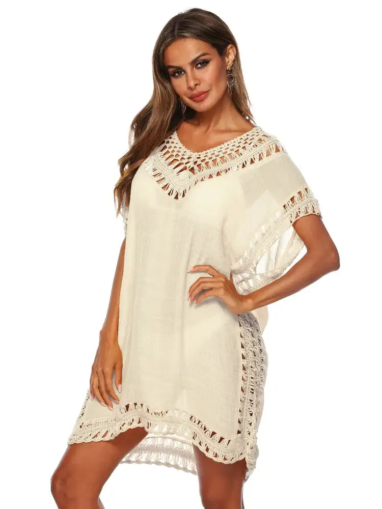 Bohemian Crochet Trim Beach Cover Up Dress