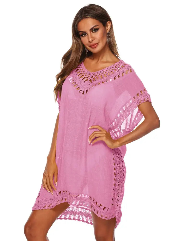 Bohemian Crochet Trim Beach Cover Up Dress