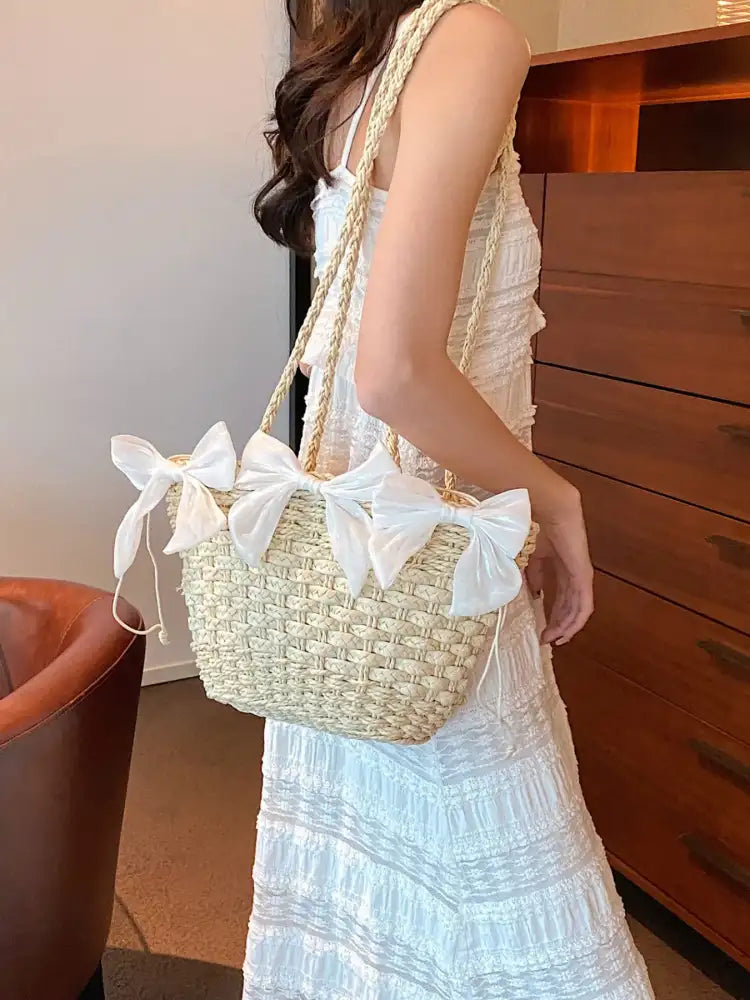 Bow Braided Shoulder Bag