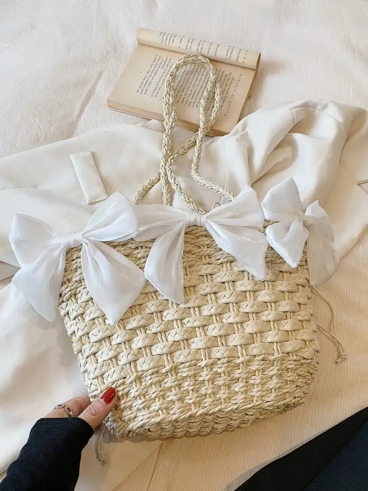 Bow Braided Shoulder Bag