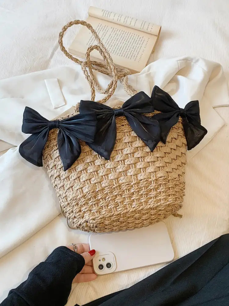 Bow Braided Shoulder Bag