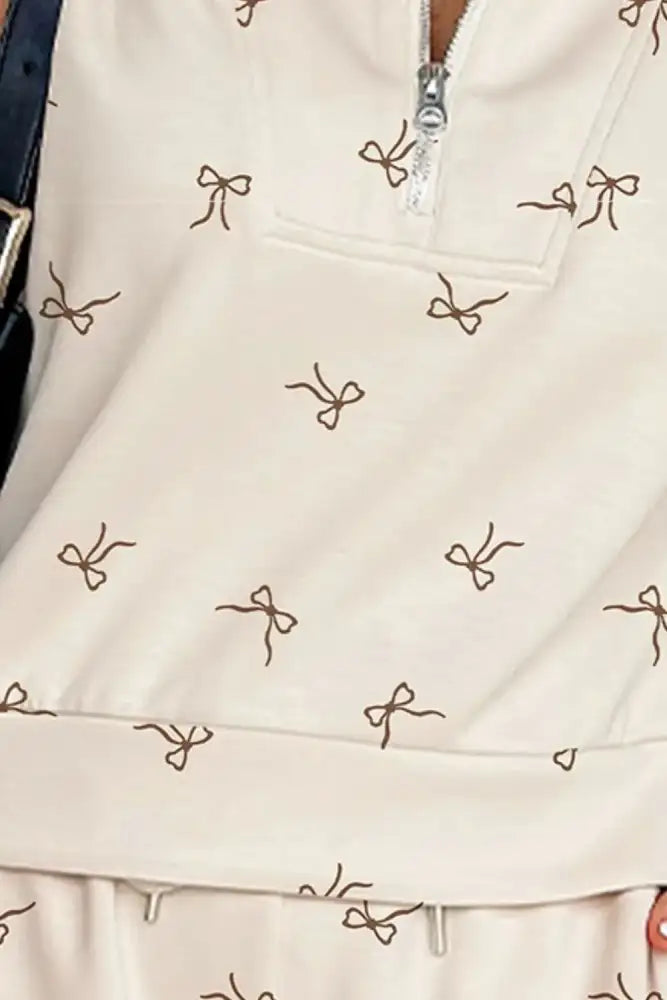Bow Print Cap Sleeve Top and Shorts Set