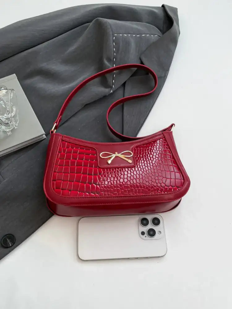 Bow PU Leather Shoulder Bag