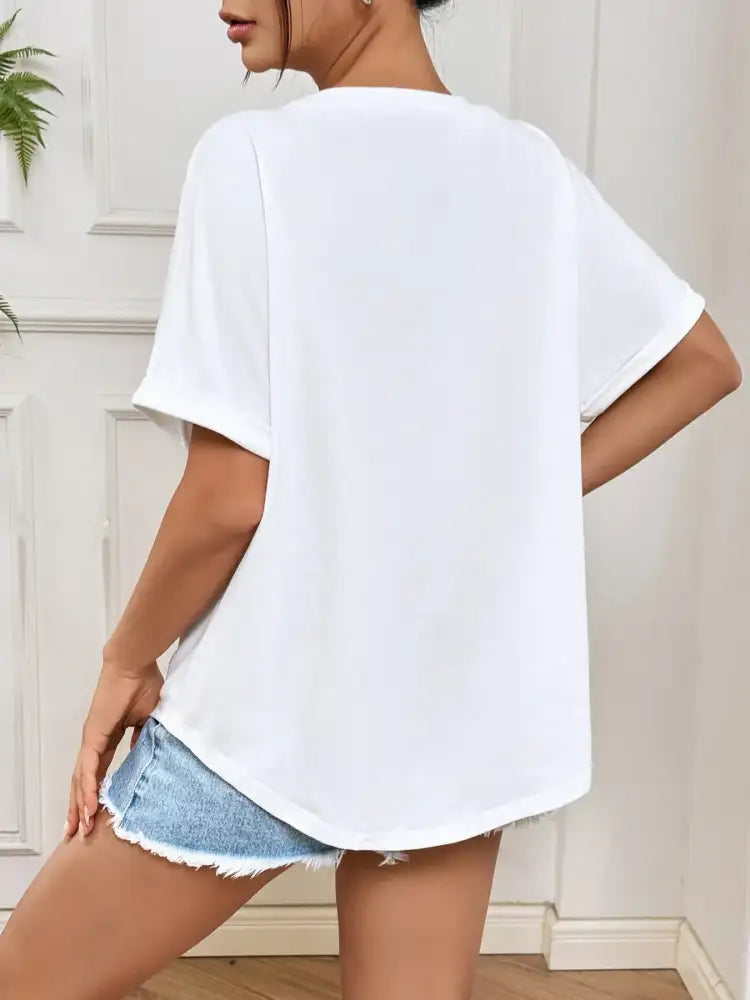 Bow Round Neck Casual T-Shirt