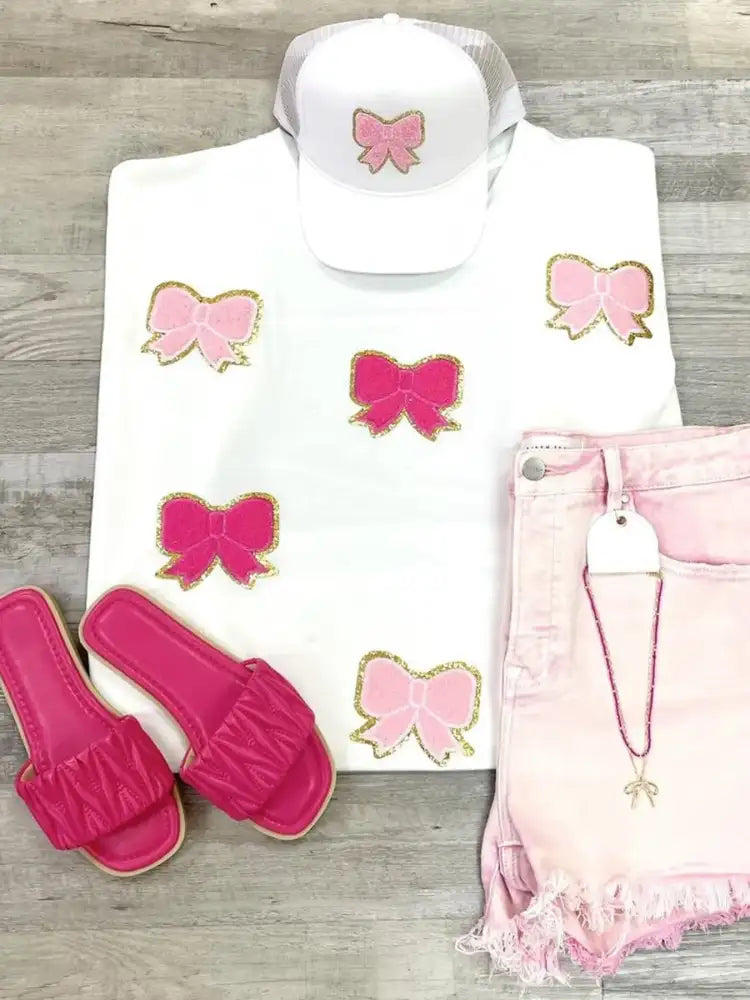 Bow Round Neck Casual T-Shirt