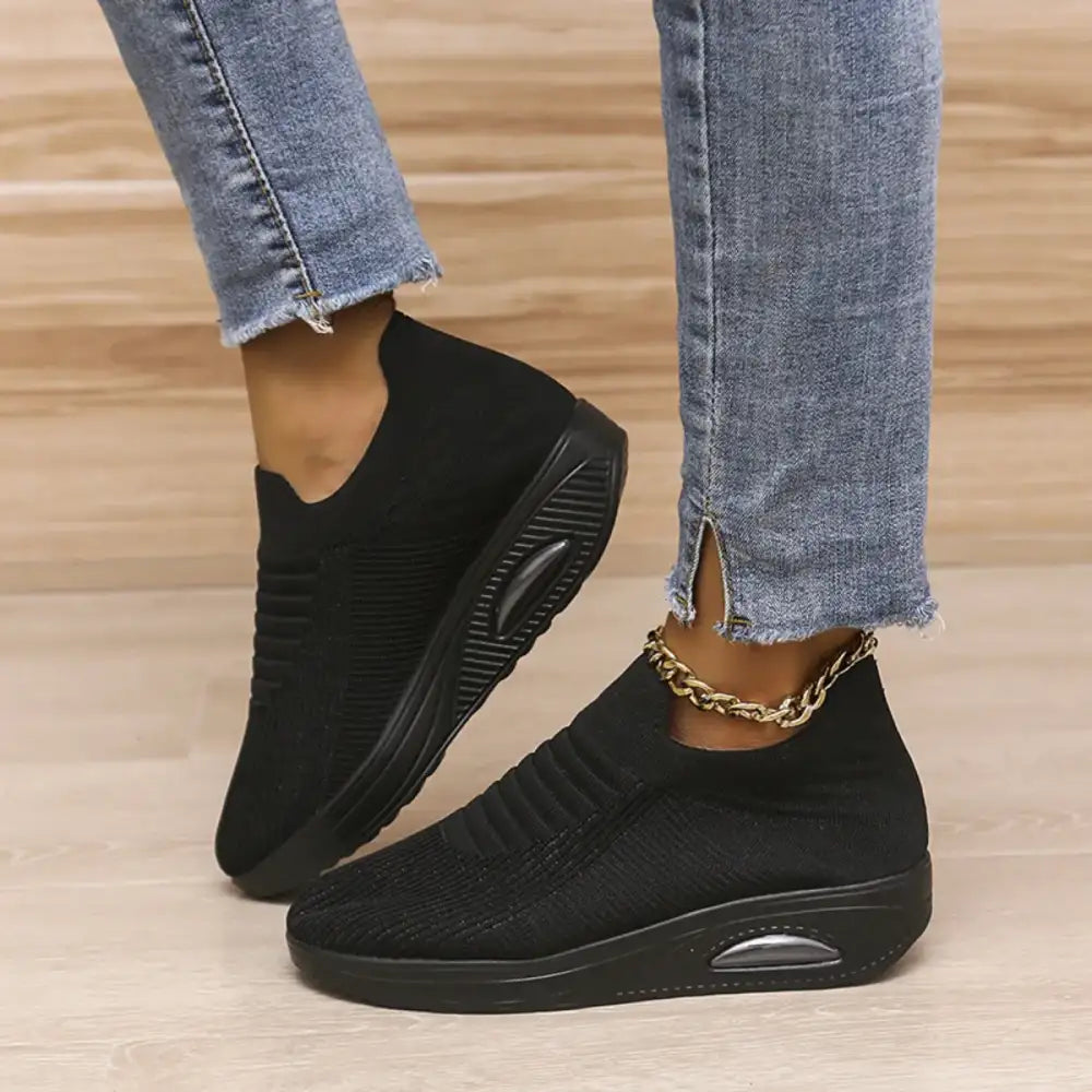 Breathable Mesh Wedge Sneakers
