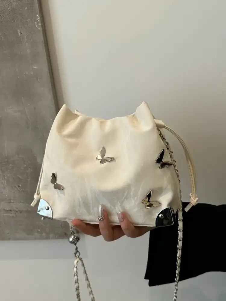 Butterfly Drawstring Bucket Bag