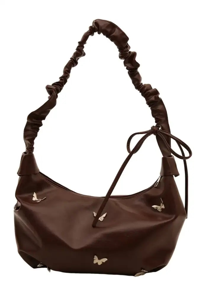 Butterfly Ruched Strap Shoulder Bag