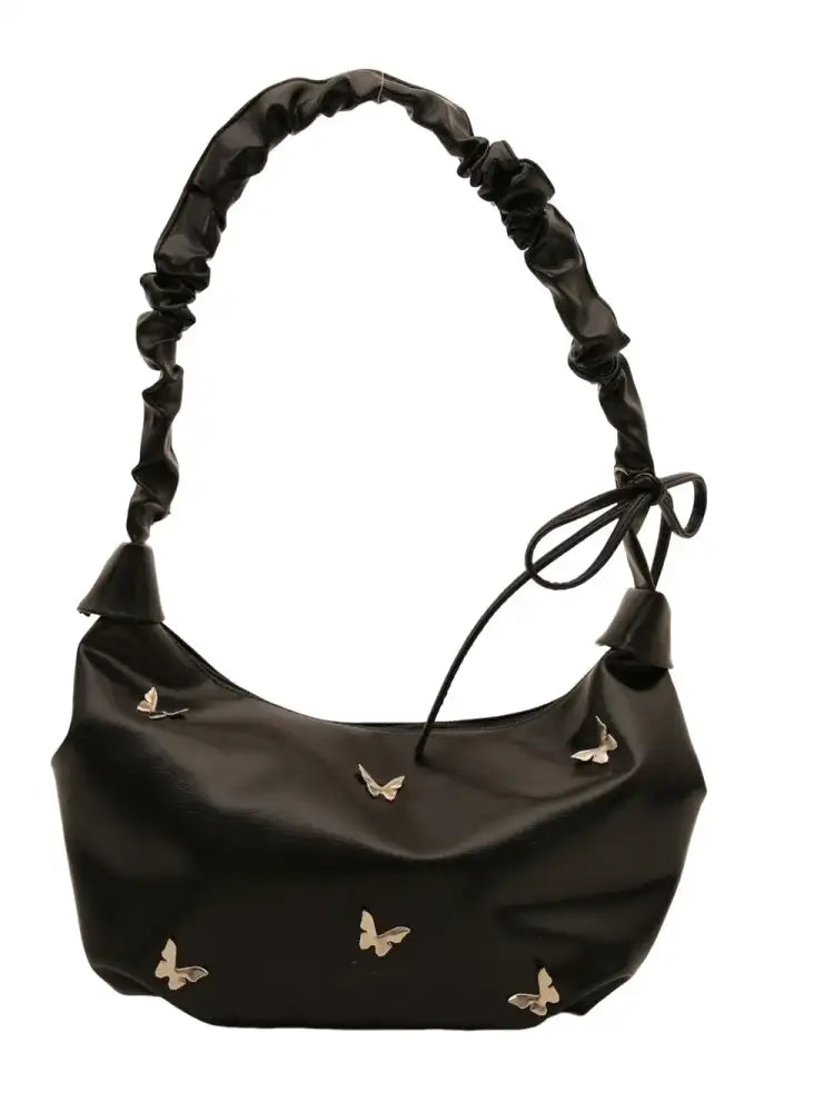 Butterfly Ruched Strap Shoulder Bag