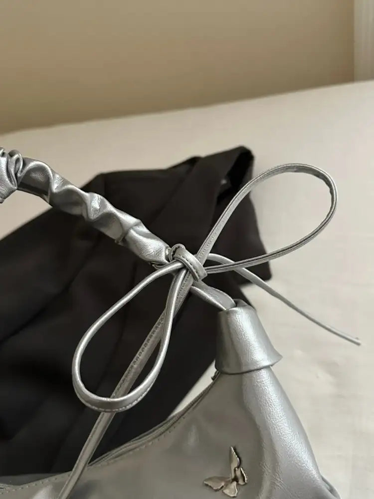 Butterfly Ruched Strap Shoulder Bag