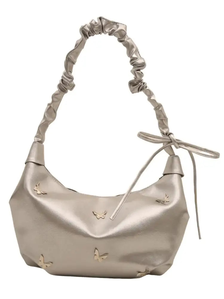 Butterfly Ruched Strap Shoulder Bag