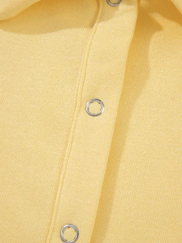 Button Collar Drop Shoulder Top and Shorts 2pcs Set