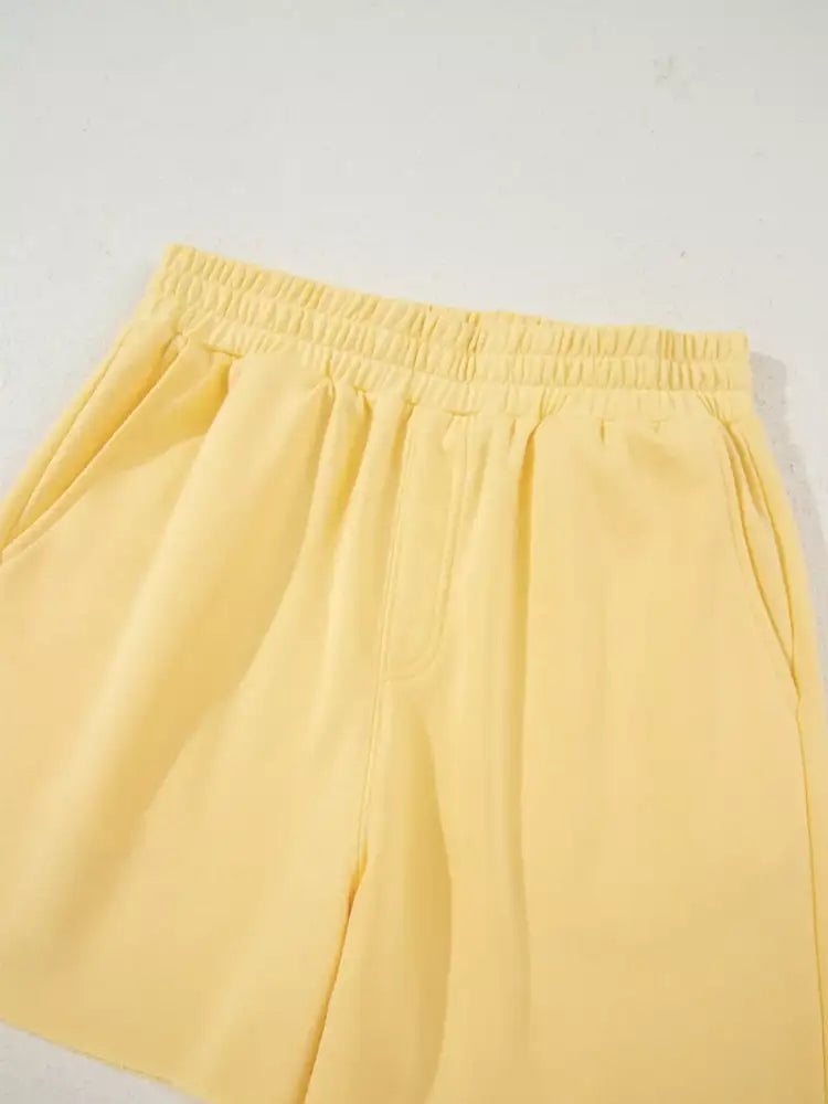 Button Collar Drop Shoulder Top and Shorts 2pcs Set