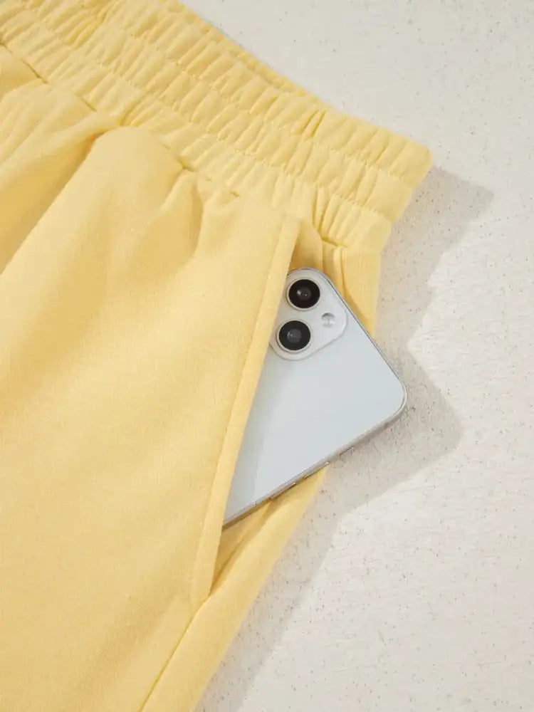 Button Collar Drop Shoulder Top and Shorts 2pcs Set