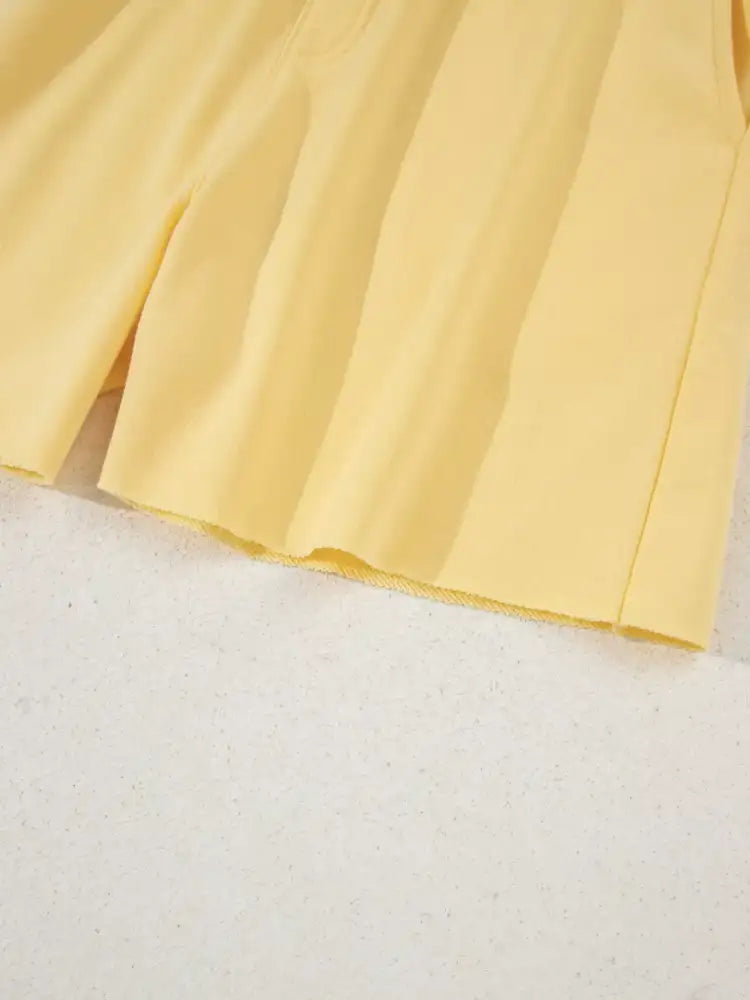 Button Collar Drop Shoulder Top and Shorts 2pcs Set