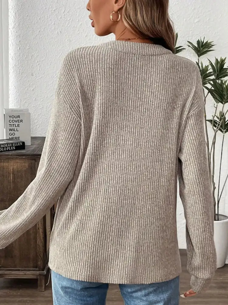 Button Detail Long Sleeve Top