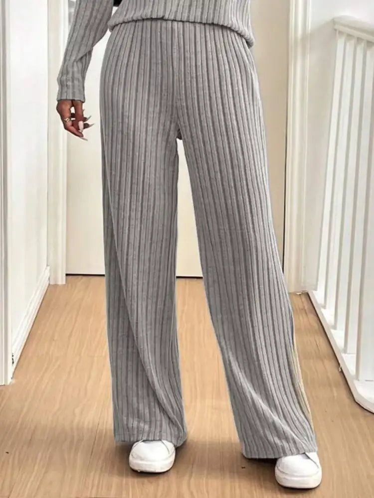 Button Detail Long Sleeve Top and Pants Set