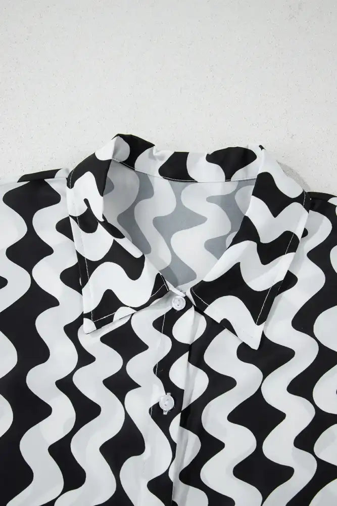 Button Down Contrast Striped Cover-Up