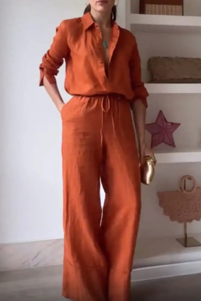 Button Down Shirt and Drawstring Pants