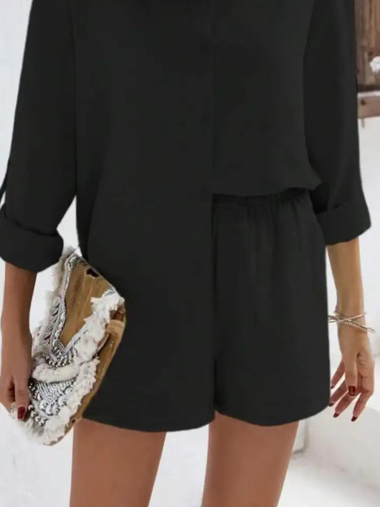 Button Down Shirt and Shorts Set