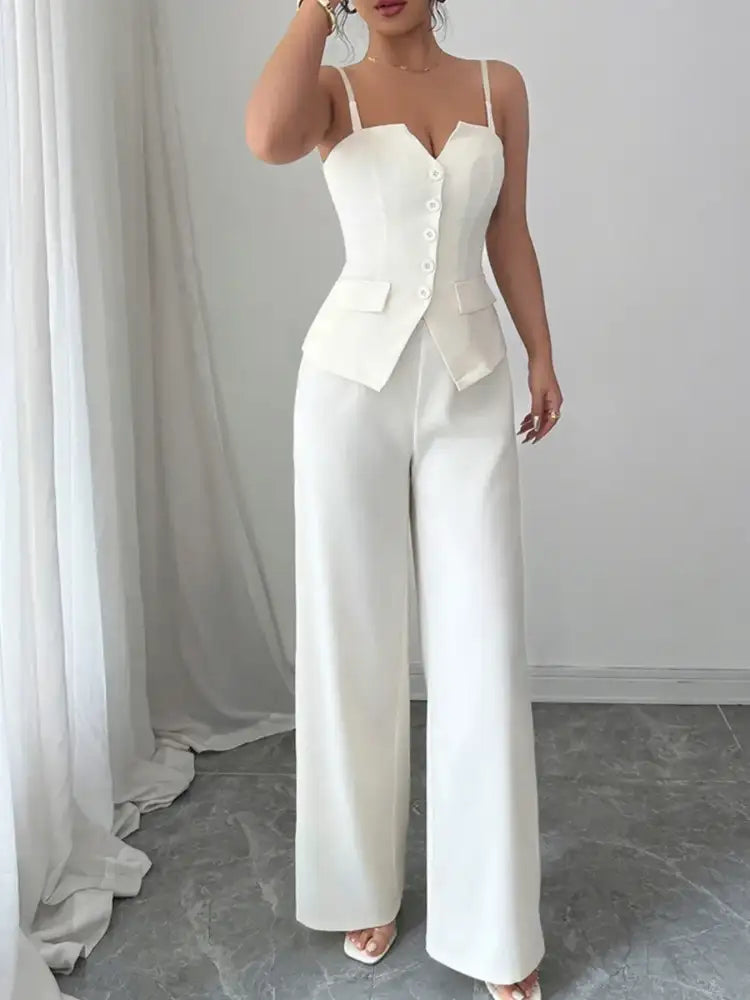 Button Front Cami and Pants Set