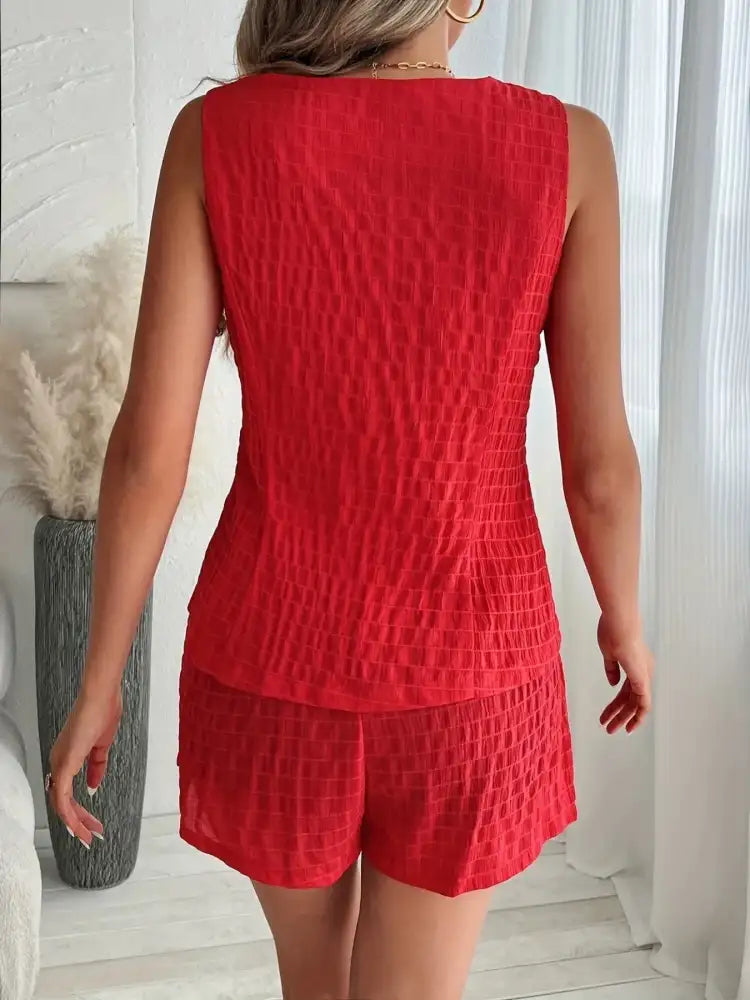 Button-Front Vest and Shorts Set