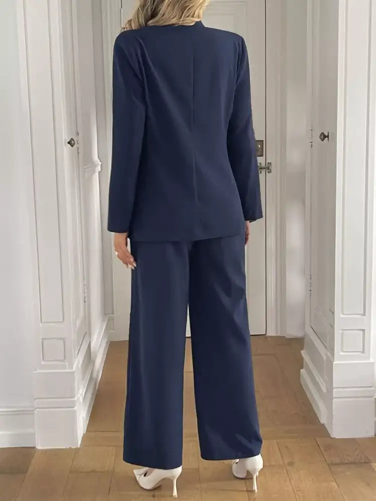 Button Up Blazer & Wide Leg Pants Set