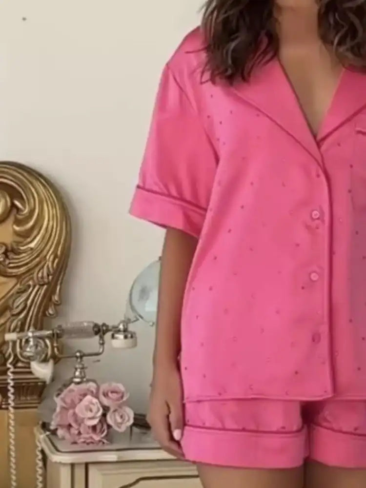 Button Up Half Sleeve Shirt and Shorts Lounge Set