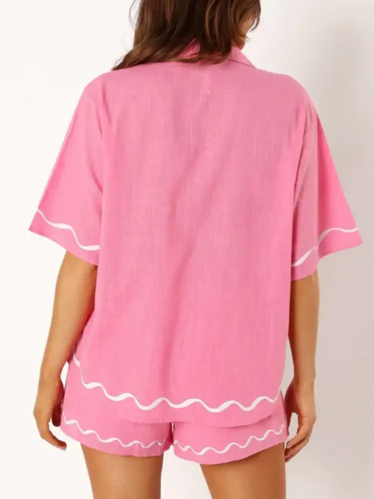 Button Up Half Sleeve Top and Shorts Set