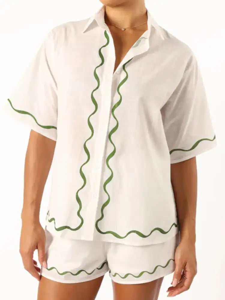 Button Up Half Sleeve Top and Shorts Set