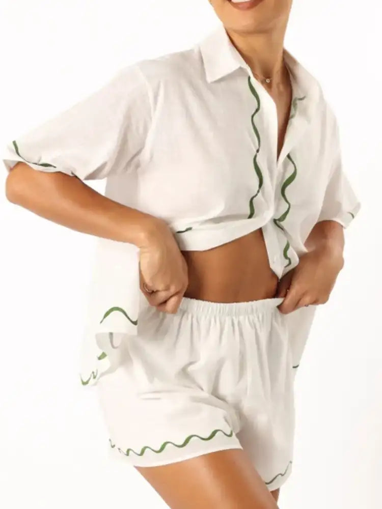 Button Up Half Sleeve Top and Shorts Set