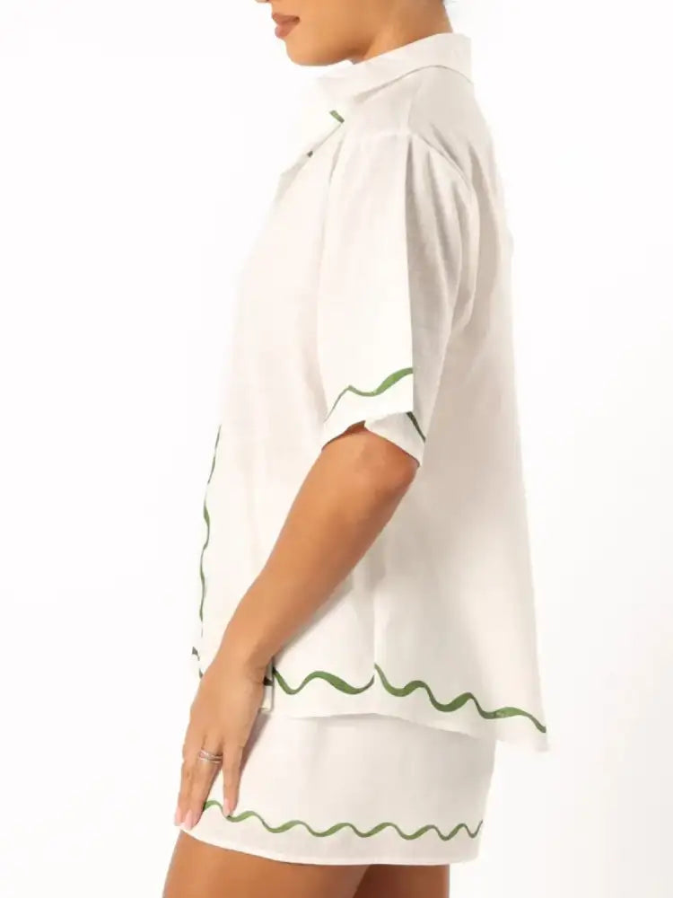 Button Up Half Sleeve Top and Shorts Set