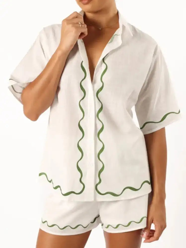 Button Up Half Sleeve Top and Shorts Set