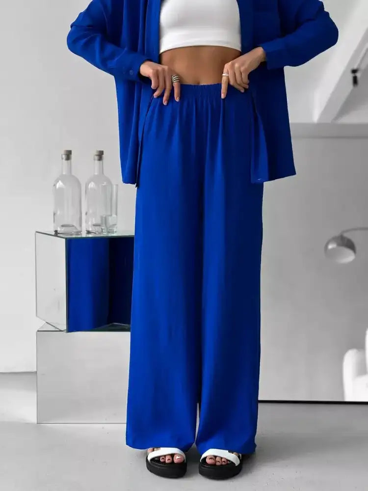 Button Up Long Sleeve Shirt and Pants Set