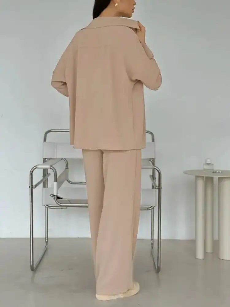 Button Up Long Sleeve Shirt and Pants Set