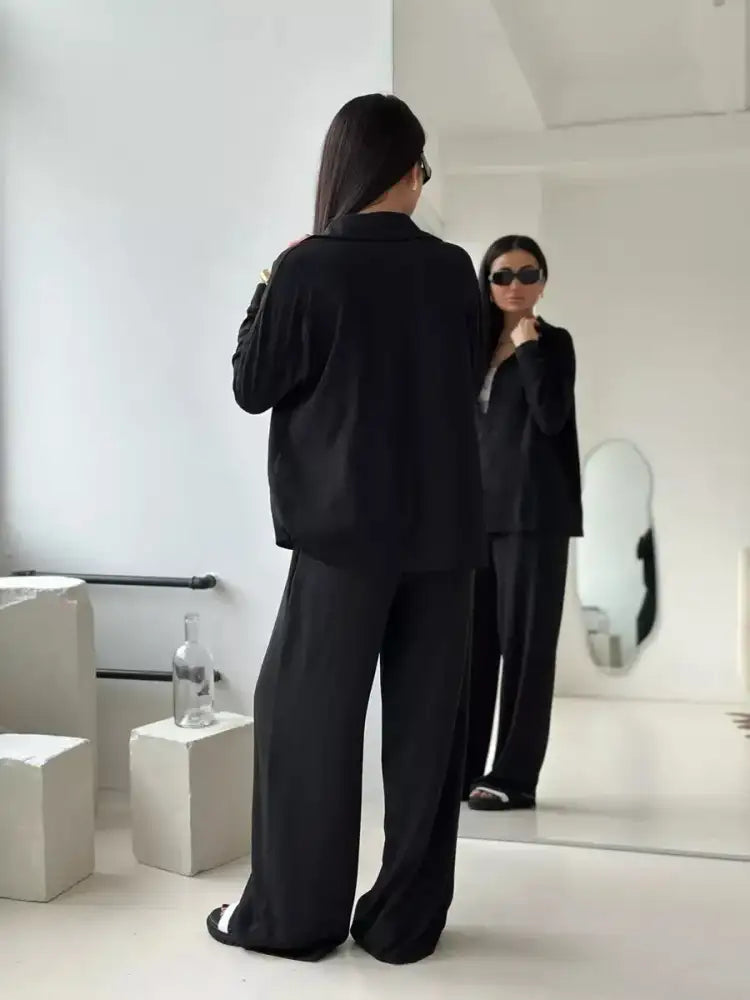 Button Up Long Sleeve Shirt and Pants Set