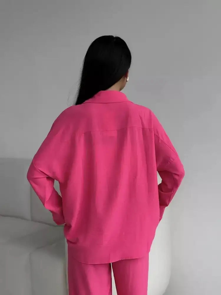 Button Up Long Sleeve Shirt and Pants Set