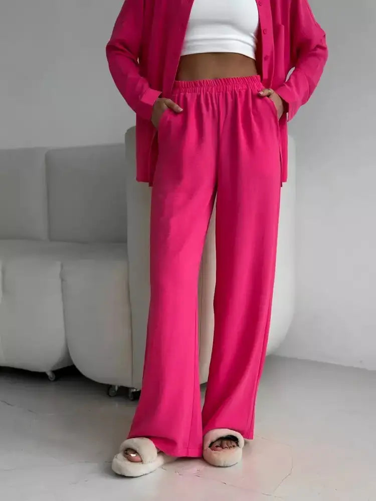 Button Up Long Sleeve Shirt and Pants Set