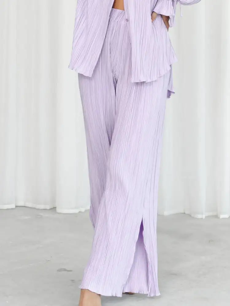 Button Up Long Sleeve Top and Pants Set