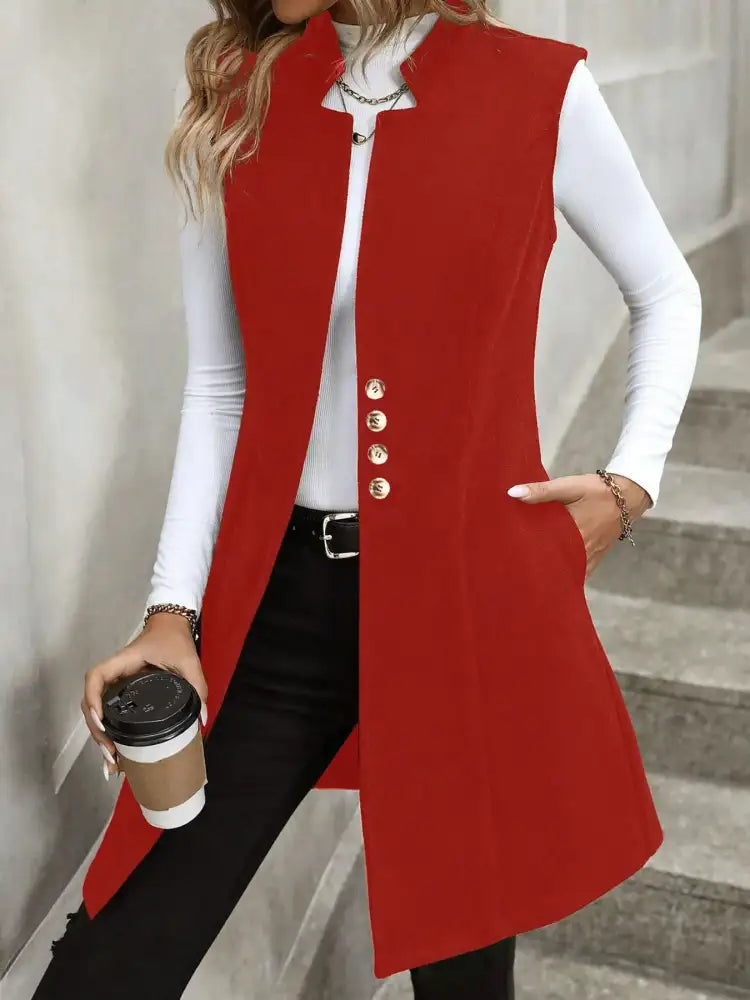 Button Up Longline Vest Coat